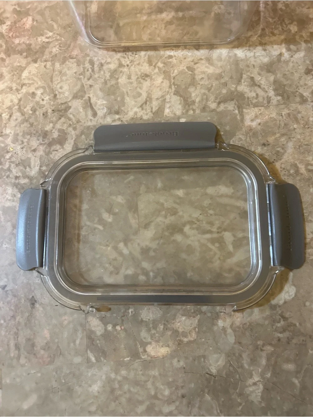 Clear Plastic Food Storage Container with Gray Lid